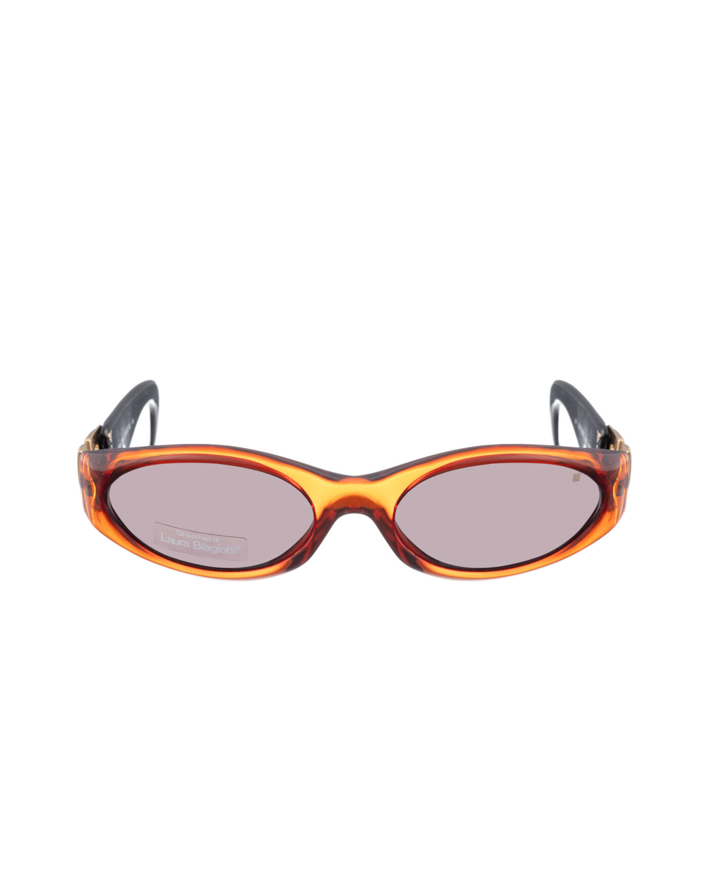 Laura Biagiotti '90s Transparent Orange & Black Big Logo Sunglasses - Image 2
