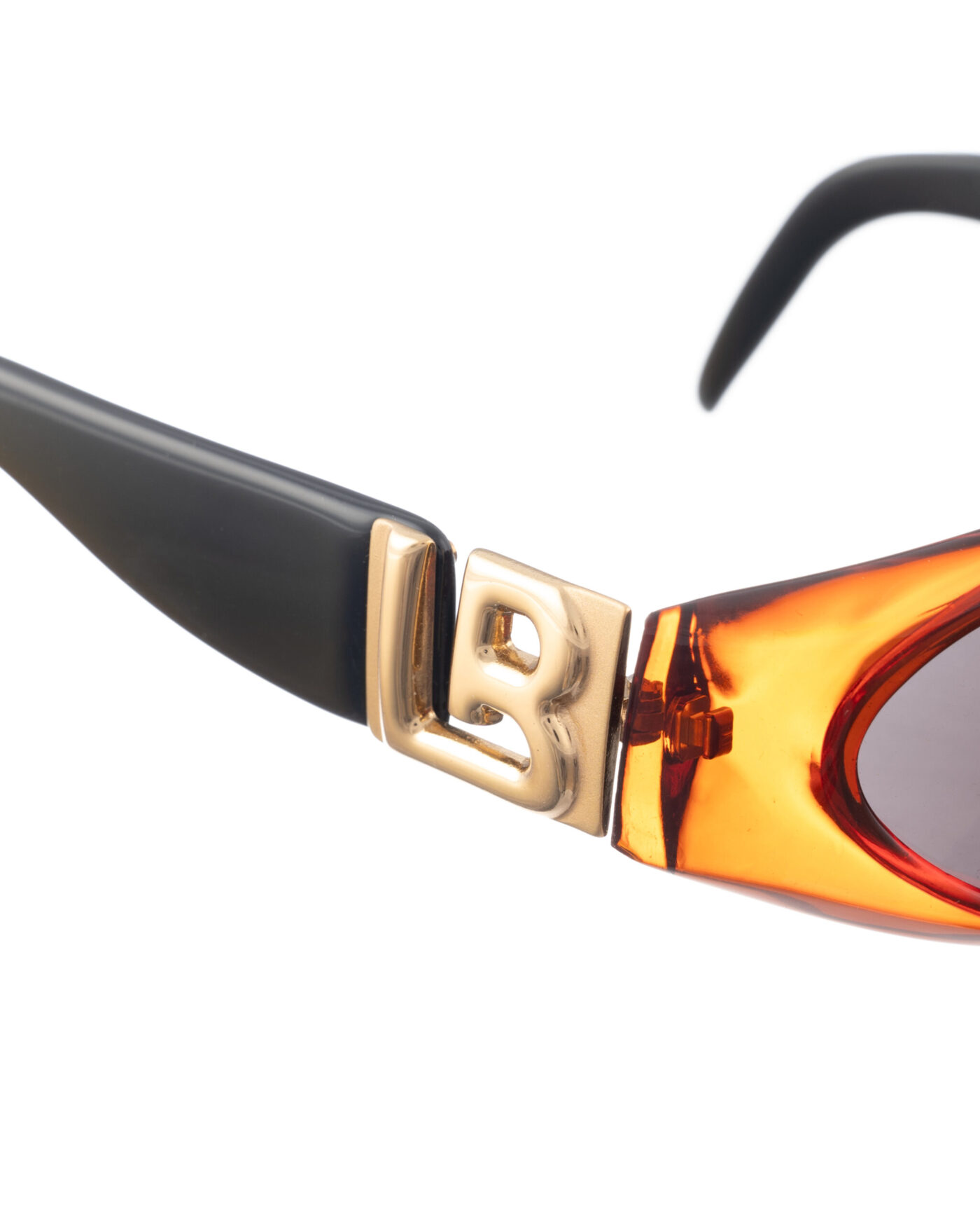 Laura Biagiotti '90s Transparent Orange & Black Big Logo Sunglasses - Image 3