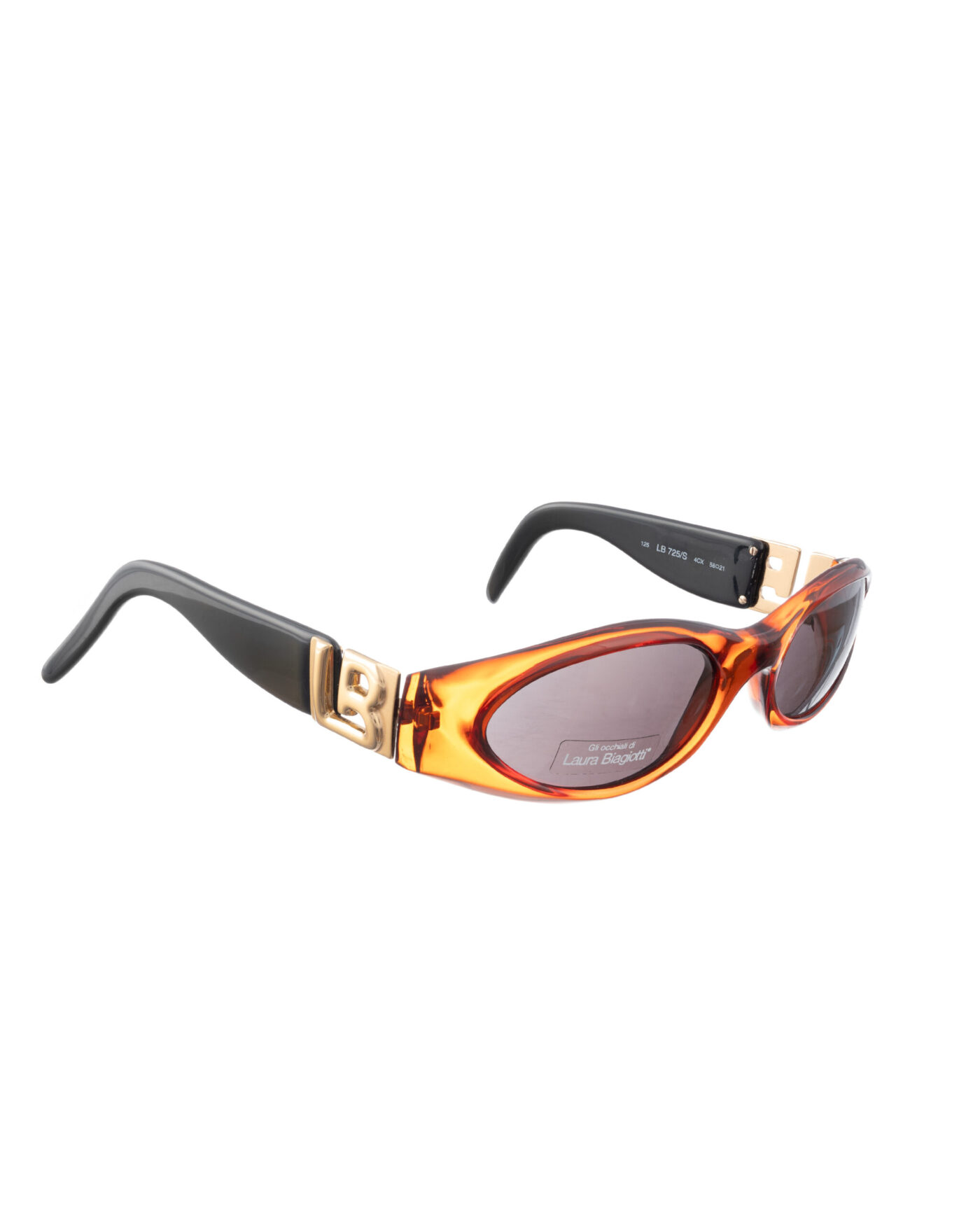 Laura Biagiotti '90s Transparent Orange & Black Big Logo Sunglasses - Image 1
