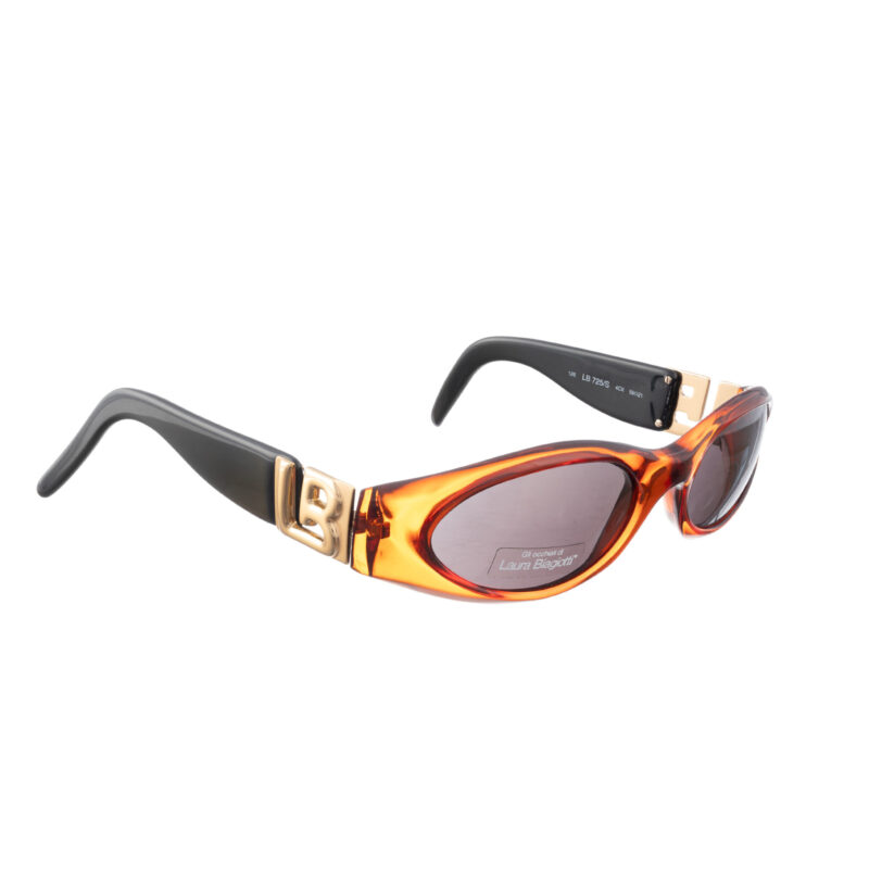 Laura Biagiotti '90s Transparent Orange & Black Big Logo Sunglasses