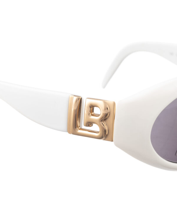 Laura Biagiotti 90s White Oval Big Logo Sunglasses - Image 3