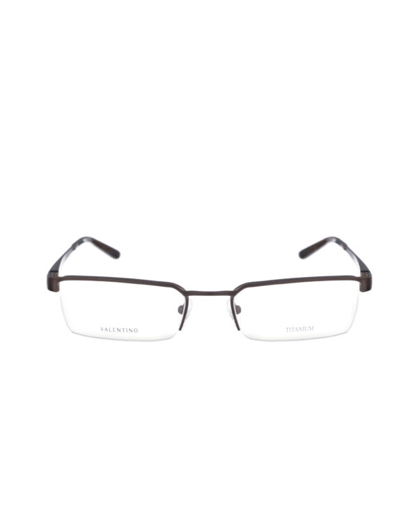 Valentino 90s Titanium Half Rim Brown Matte Metallic Glasses
