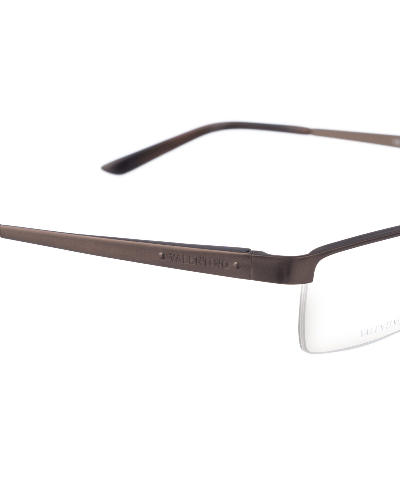 Valentino 90s Titanium Half Rim Brown Matte Metallic Glasses - Image 2