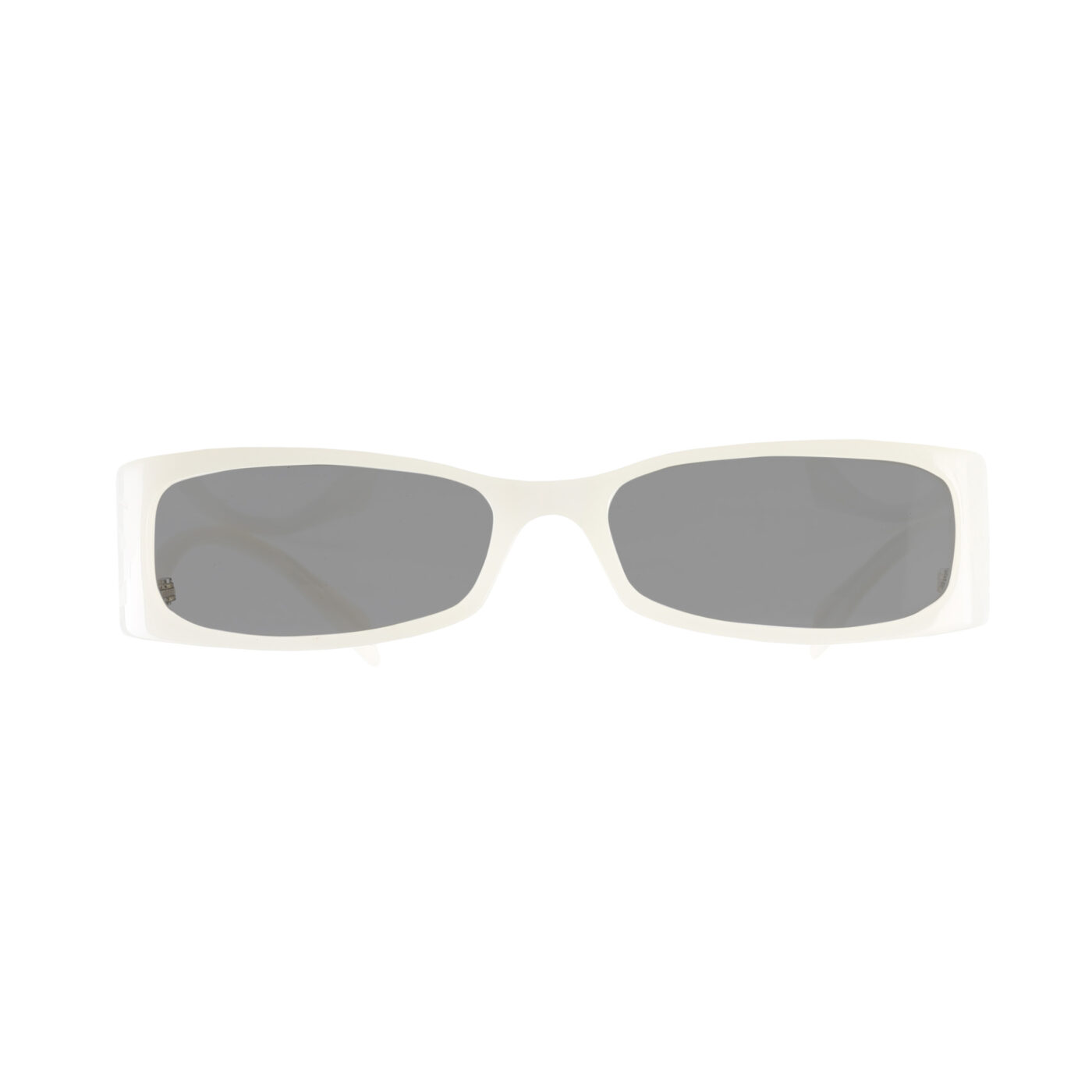 Alexander McQueen '90s Milky White Flat Sunglasses with Black Lenses - Image 2