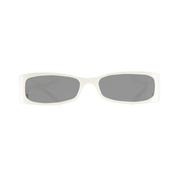 Alexander McQueen '90s Milky White Flat Sunglasses with Black Lenses - Image 2