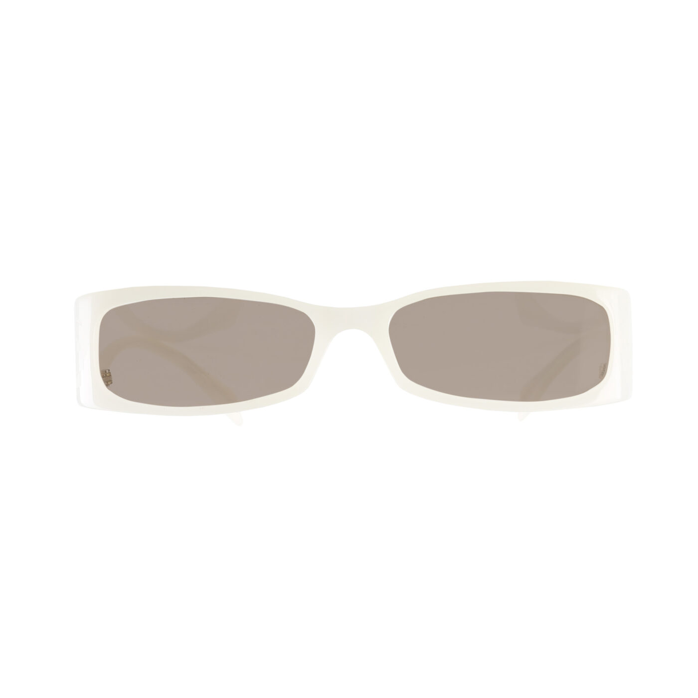 Alexander McQueen '90s Milky White Flat Sunglasses with Brown Lenses - Image 2