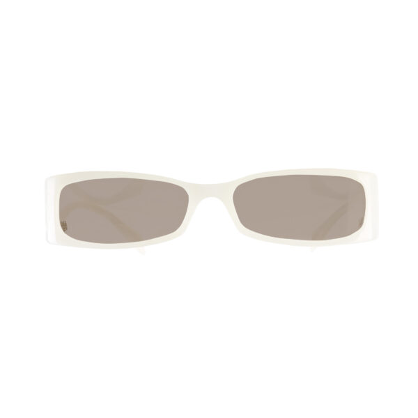 Alexander McQueen '90s Milky White Flat Sunglasses with Brown Lenses - Image 2