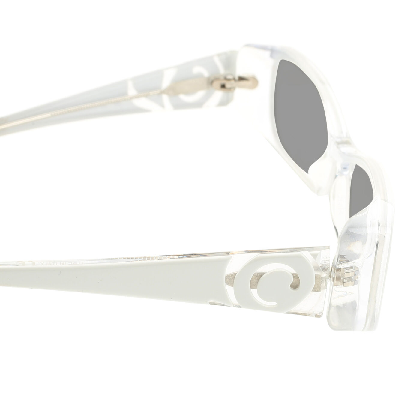 Alexander McQueen 00s White Transparent Sunglasses with Black Lenses - Image 3