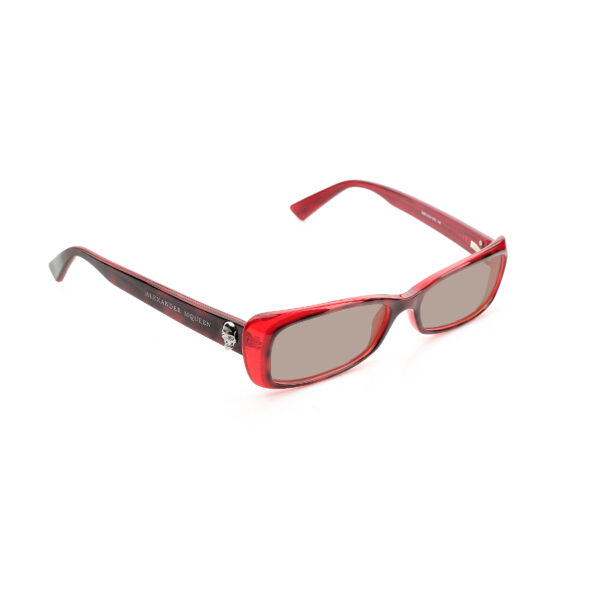 Alexander McQueen '00s Red Cat-Eye Silver Skull Sunglasses with Brown Lenses