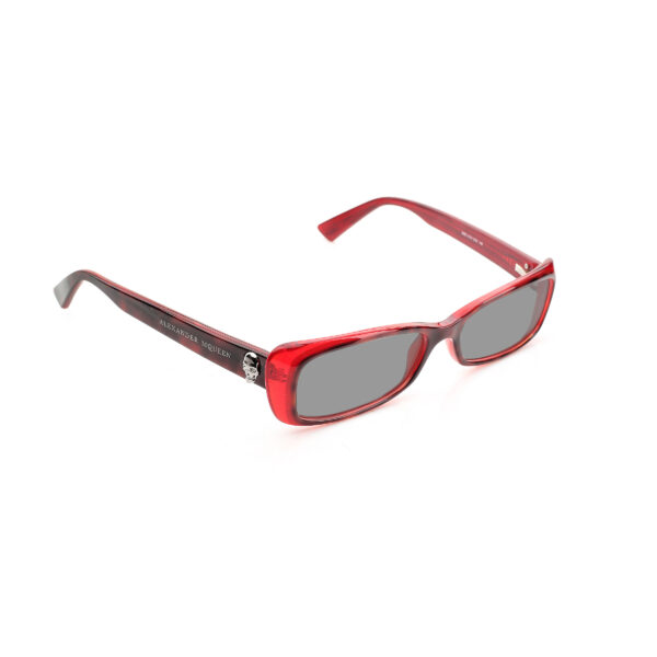Alexander McQueen '00s Red Cat-Eye Silver Skull Sunglasses with Black Lenses
