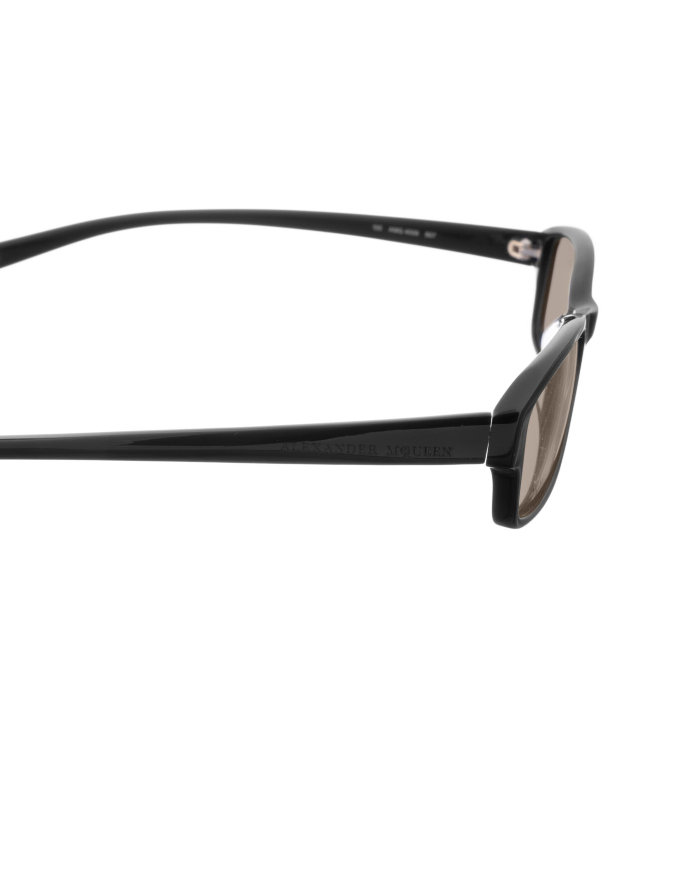 Alexander McQueen '90s Black Classic Rectangle Sunglasses with Brown Lenses - Image 3