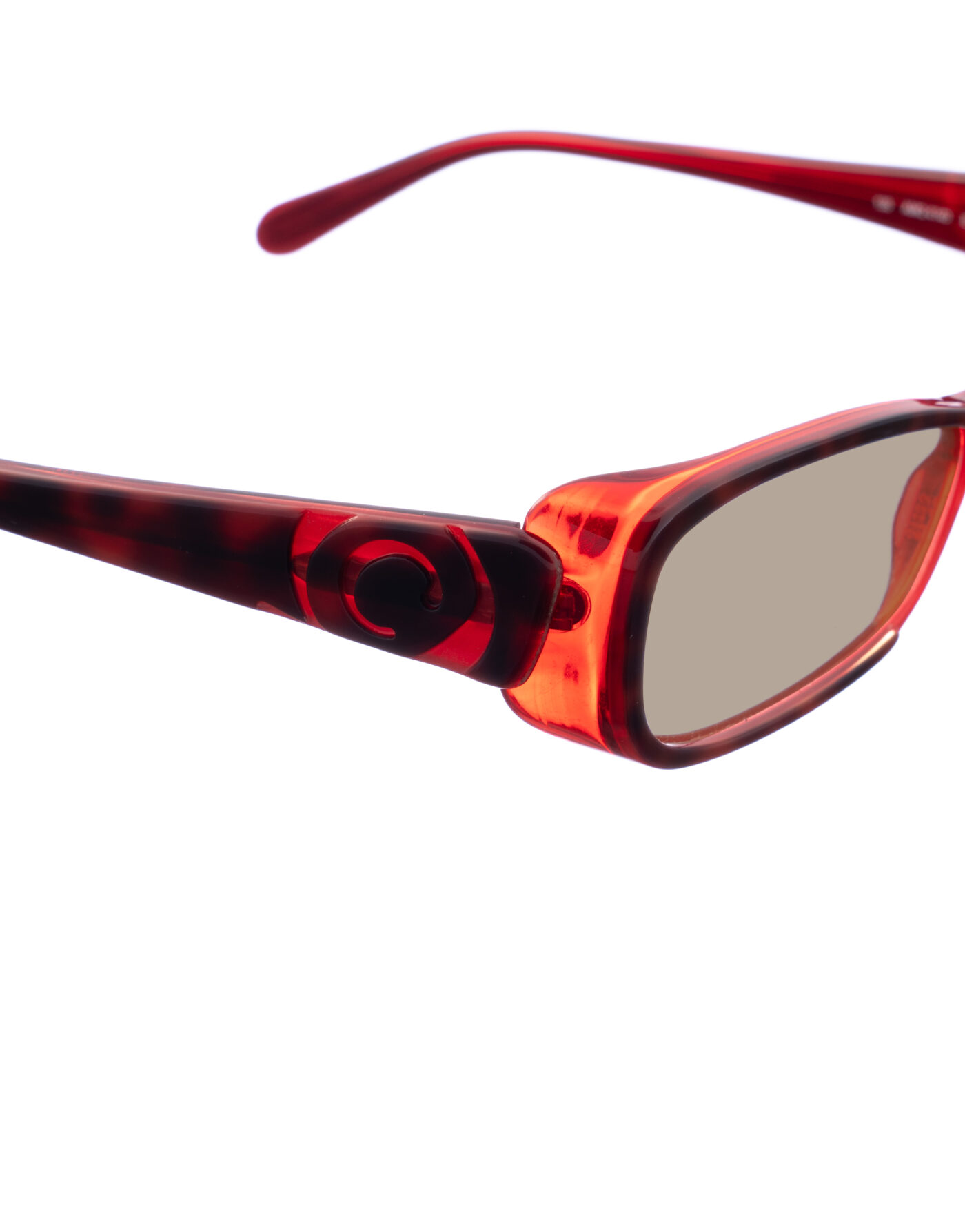 Alexander McQueen '90s Red Clear Cat-Eye Sunglasses with Brown Lenses - Image 3