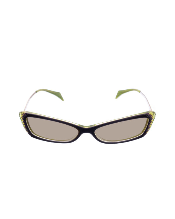 Alexander McQueen '90s Black & Green Cat-Eye Sunglasses with Brown Lenses
