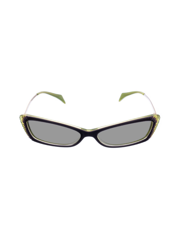 Alexander McQueen 90s Black & Green Cat-Eye Sunglasses with Black Lenses