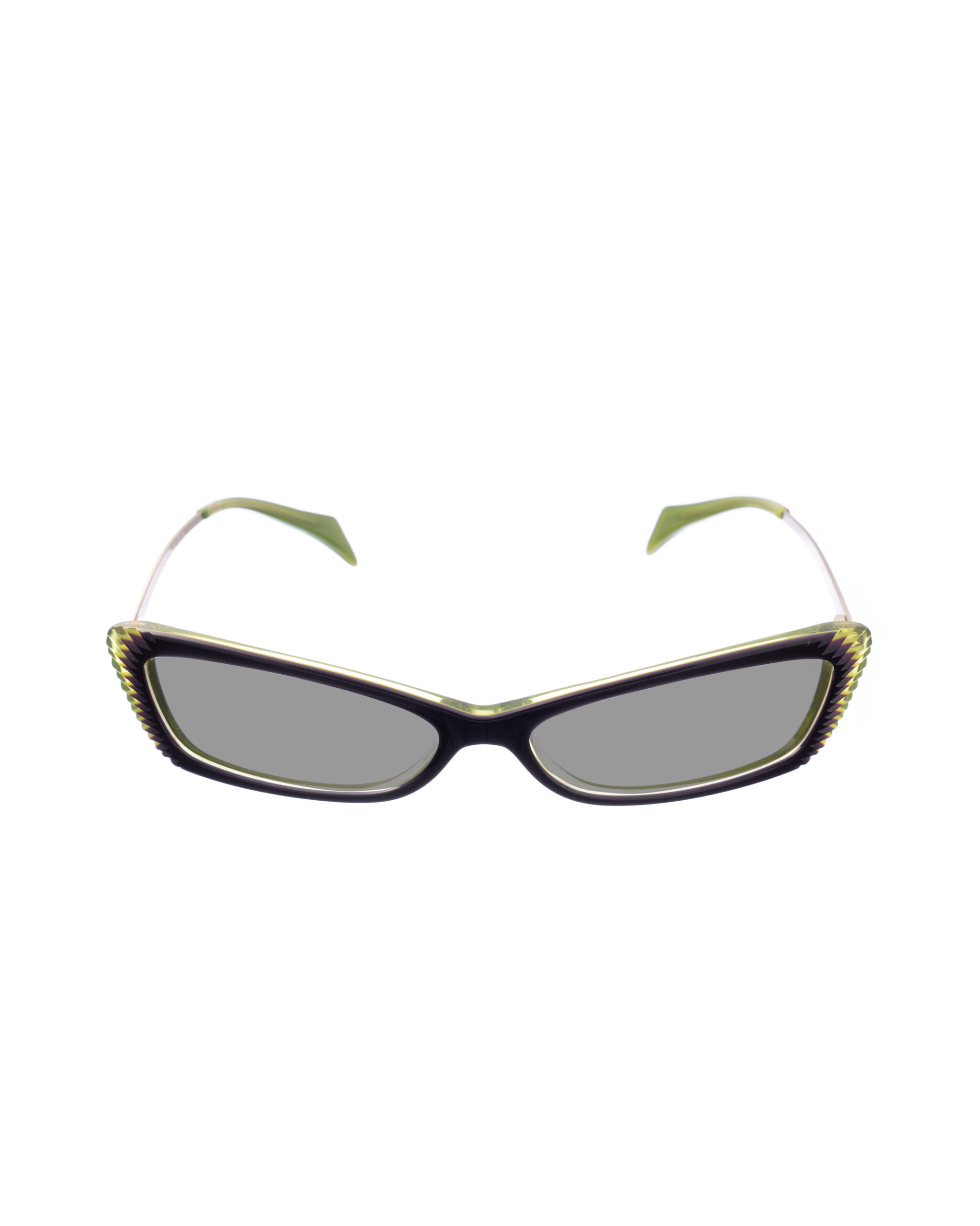 AMQ 4163 R2I 145-2 (2) Alexander McQueen 90s Black & Green Cat-Eye Sunglasses with Black Lenses - Image 1