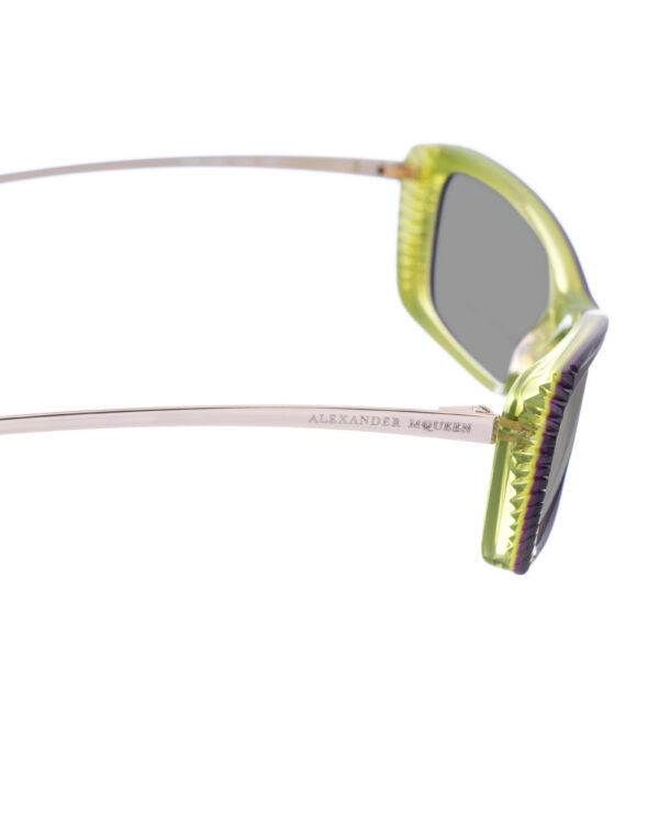 Alexander McQueen 90s Black & Green Cat-Eye Sunglasses with Black Lenses - Image 3