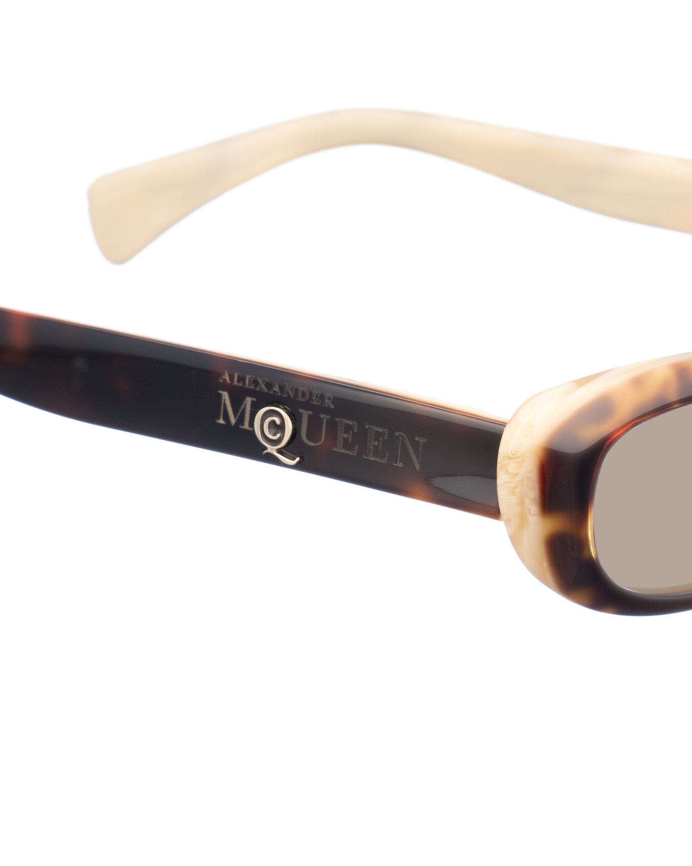 Alexander McQueen '90s Cream Cheetah Cat-Eye Sunglasses with Brown Lenses - Image 3