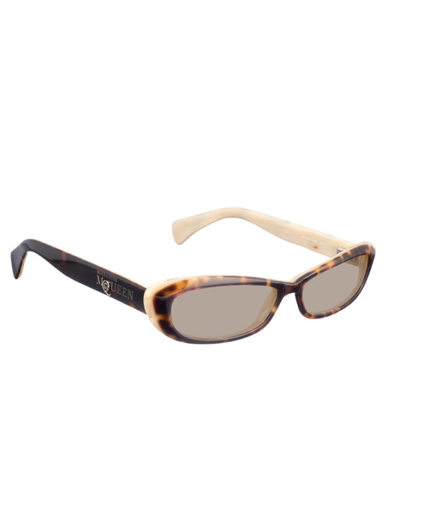 Alexander McQueen '90s Cream Cheetah Cat-Eye Sunglasses with Brown Lenses
