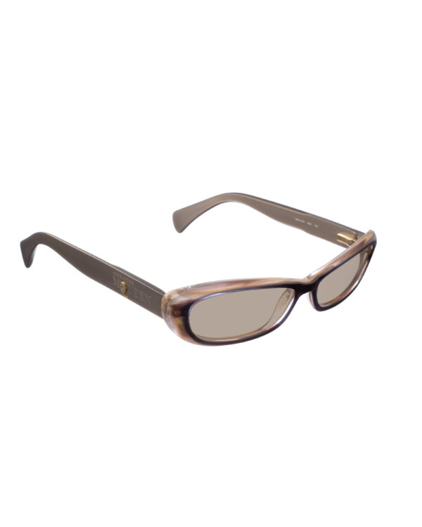 Alexander McQueen '90s Double Brown Cat-Eye Sunglasses with Brown Lenses