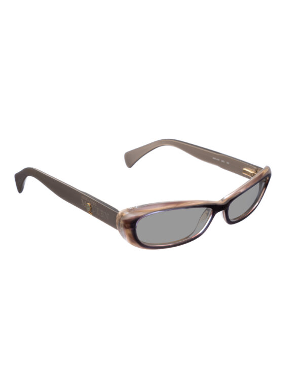 Alexander McQueen 90s Double Brown Cat-Eye Sunglasses with Black Lenses