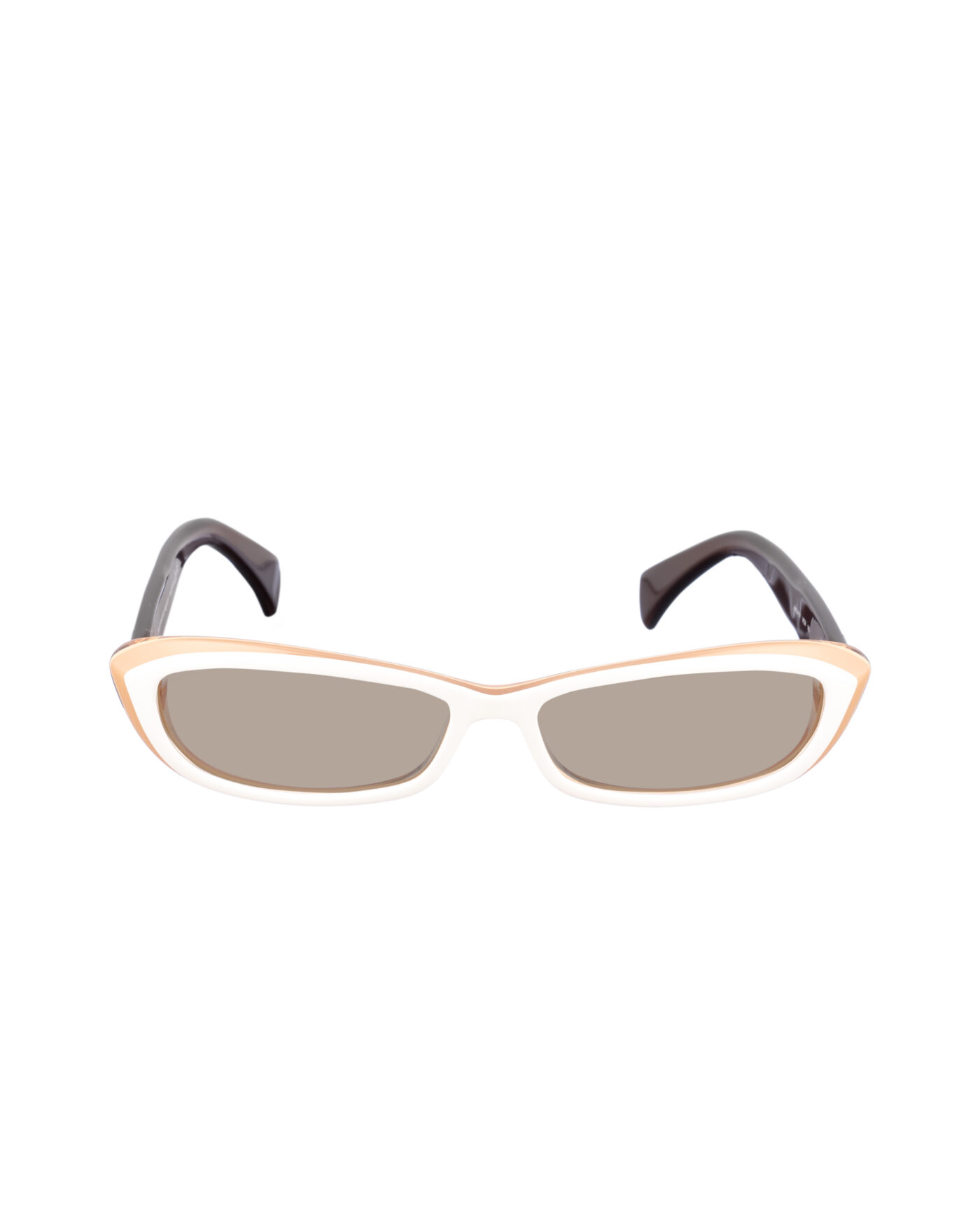 Alexander McQueen '90s Double Beige Cat-Eye Sunglasses with Brown Lenses - Image 2