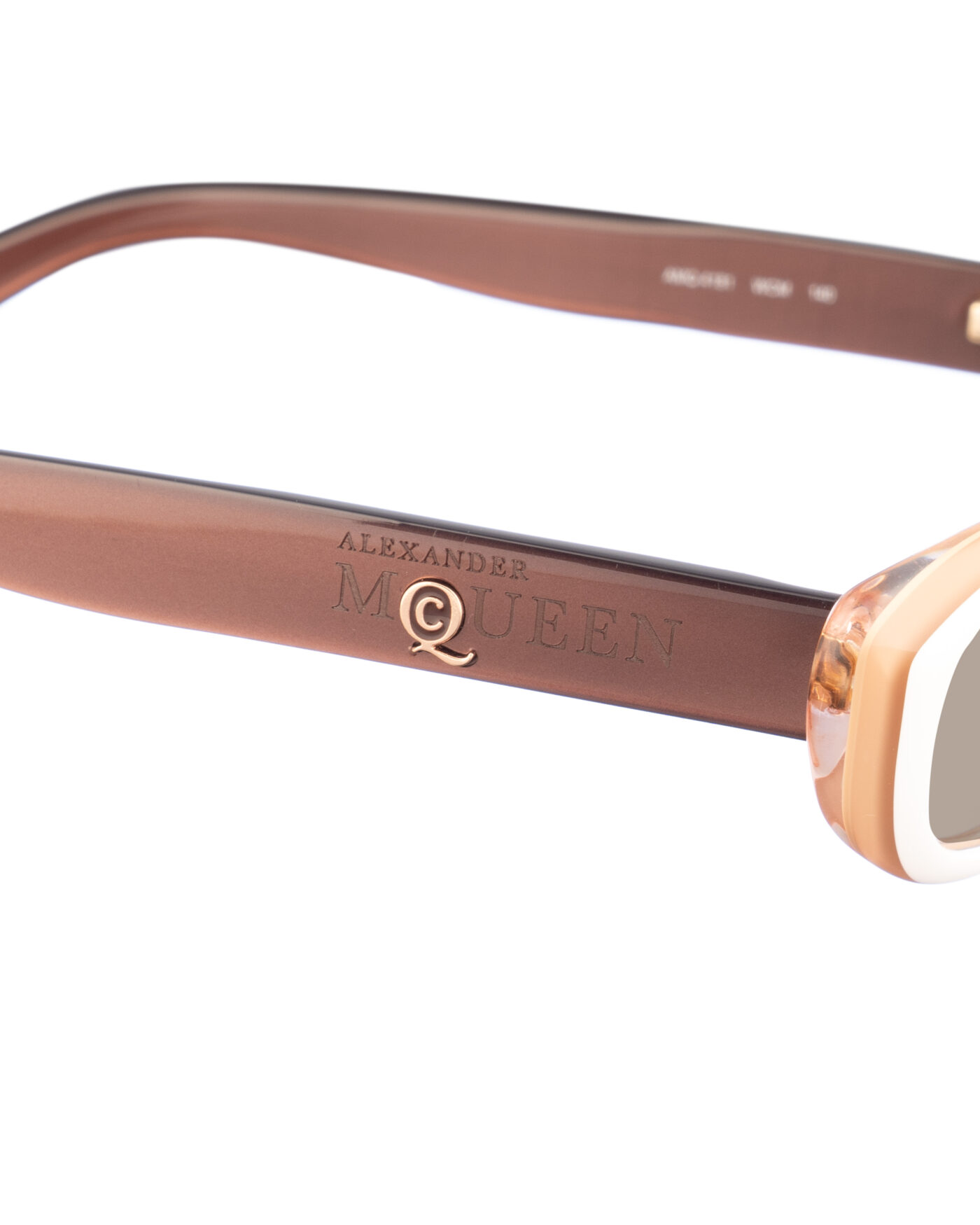 Alexander McQueen '90s Double Beige Cat-Eye Sunglasses with Brown Lenses - Image 3