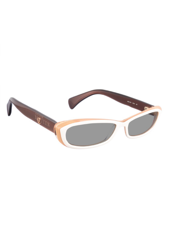 Alexander McQueen '90s Double Beige Cat-Eye Sunglasses with Black Lenses