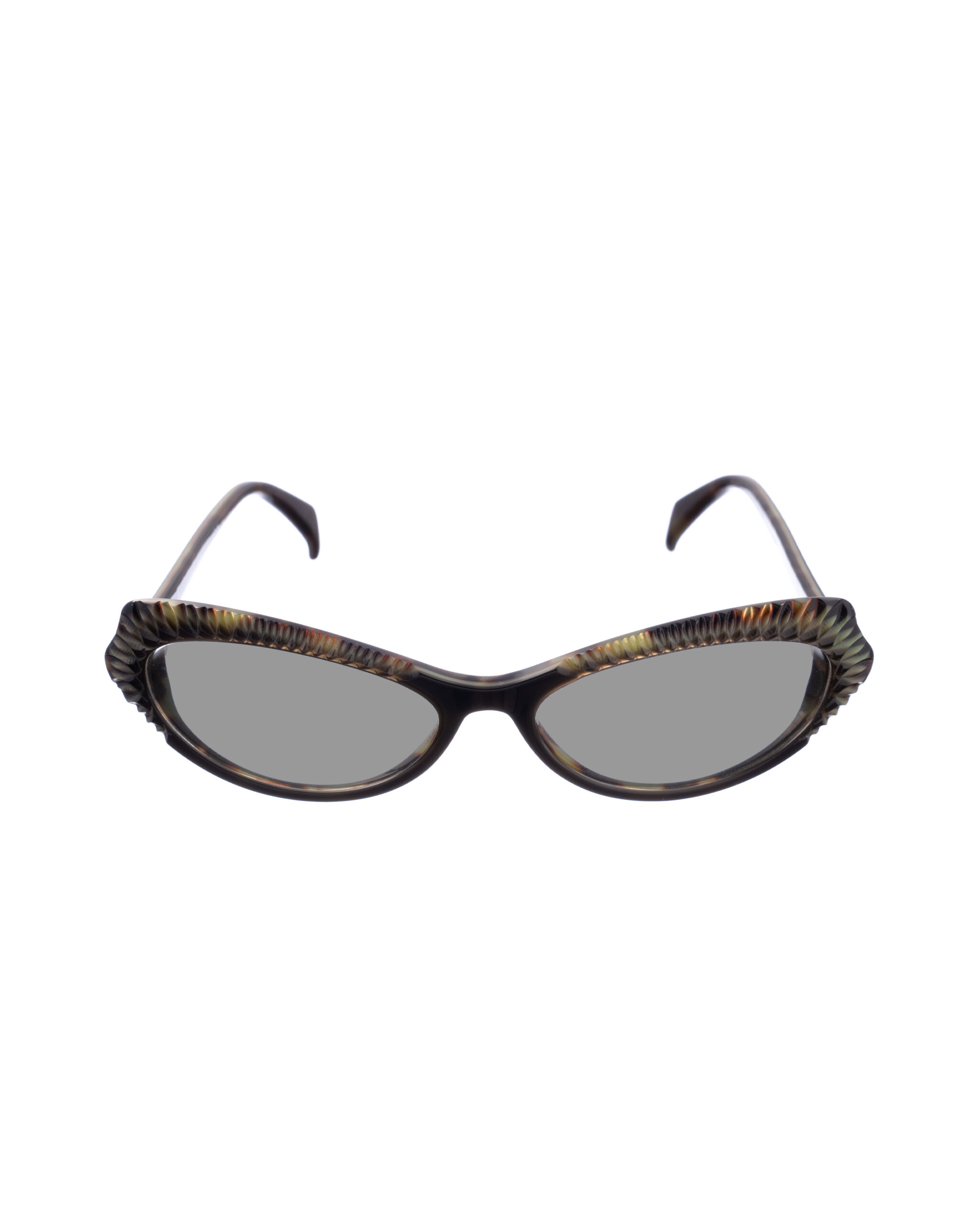 AMQ 4199 YXQ 135-2 (2) Alexander McQueen '90s Havana 3D Cat-Eye Sunglasses with Black Lenses - Image 1