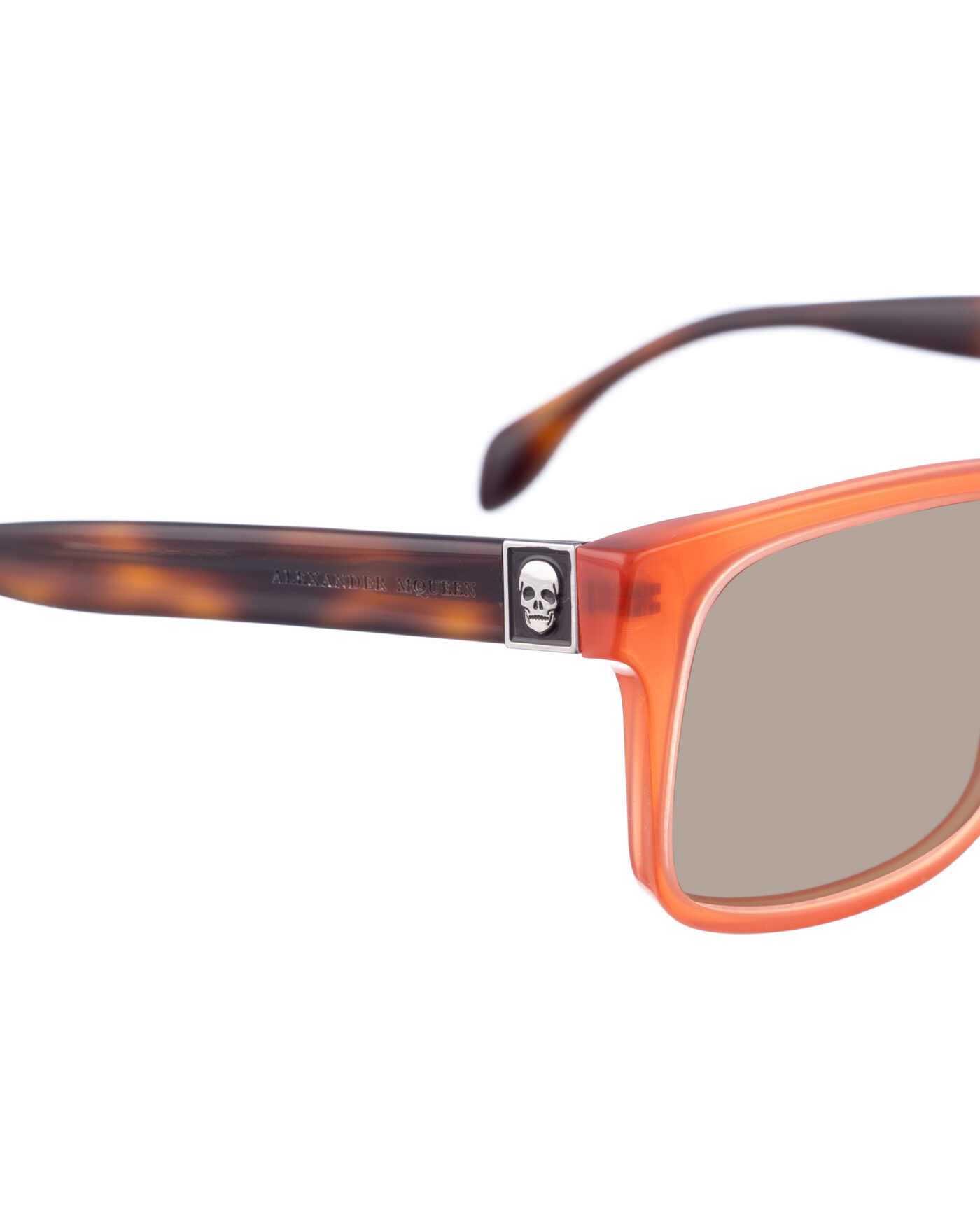 Alexander McQueen '00s Bold Nerdy Havana and Orange Sunglasses with Brown Lenses - Image 3