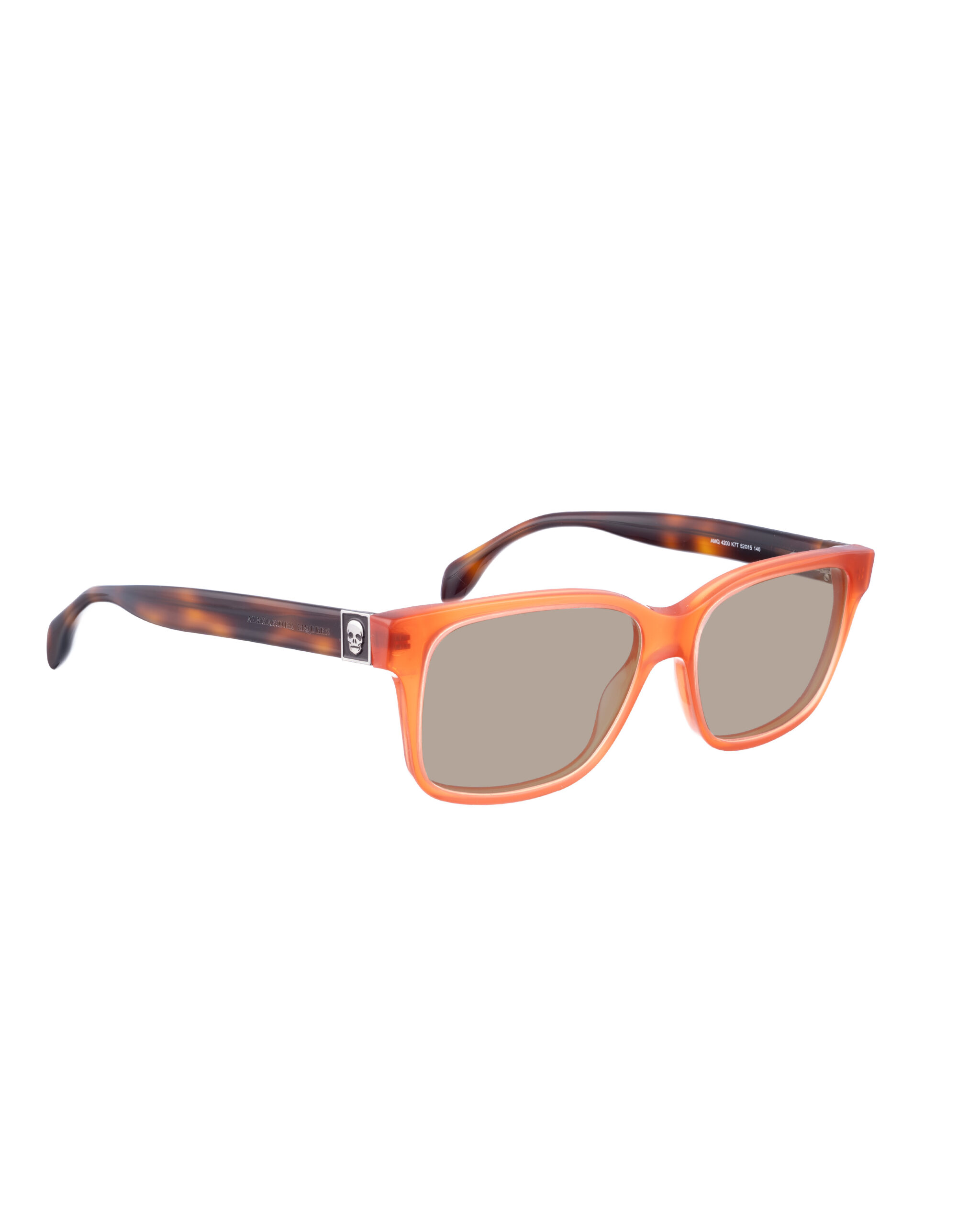 AMQ 4200 K7T 52 15 140-2 (5) Alexander McQueen '00s Bold Nerdy Havana and Orange Sunglasses with Brown Lenses - Image 1