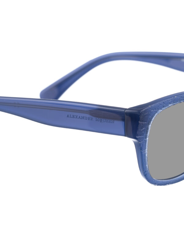 Alexander McQueen '90s Cobalt Blue Oversized Sunglasses with Black Lenses - Image 3