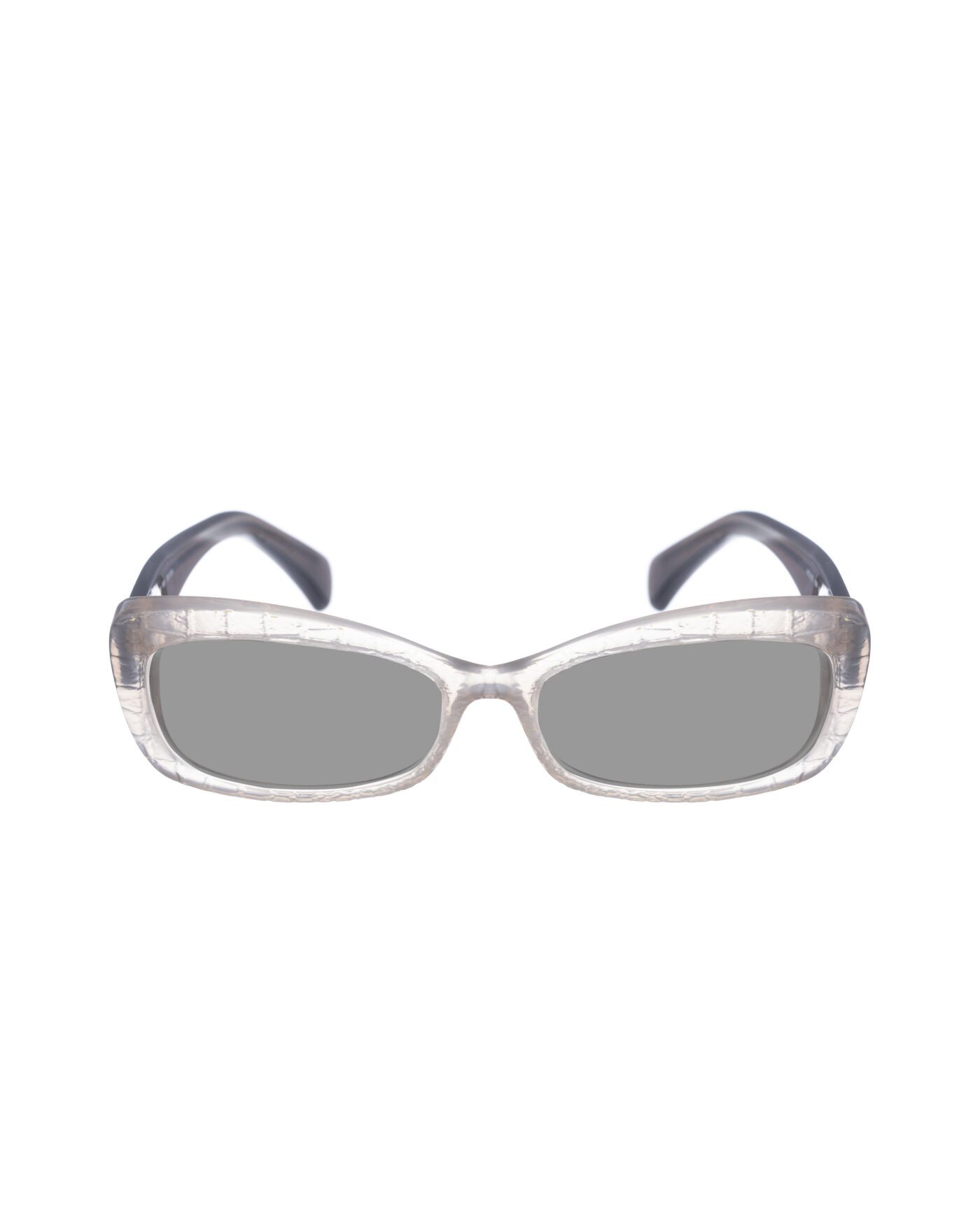 Alexander McQueen '90s Transparent Grey Cat Eye Sunglasses with Black Lenses - Image 2