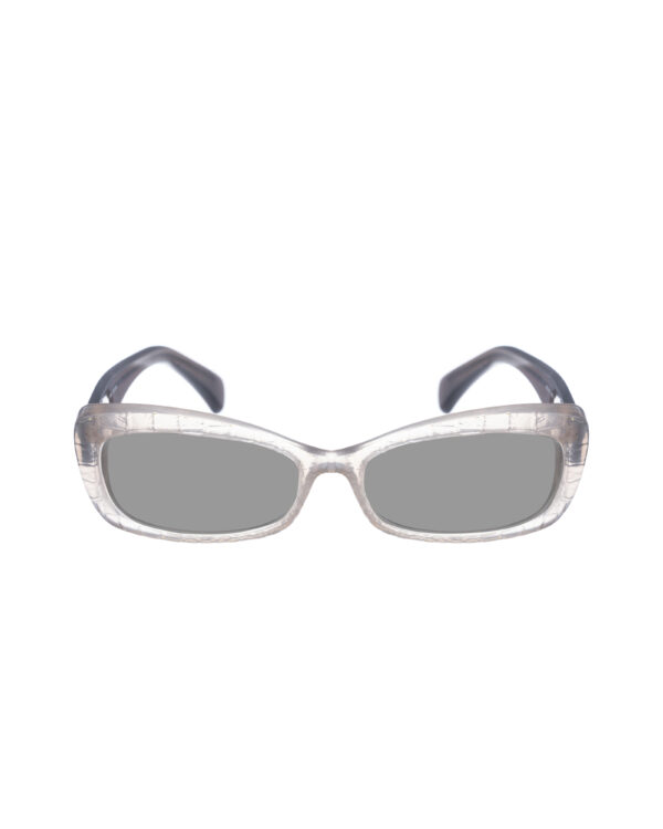 Alexander McQueen '90s Transparent Grey Cat Eye Sunglasses with Black Lenses - Image 2