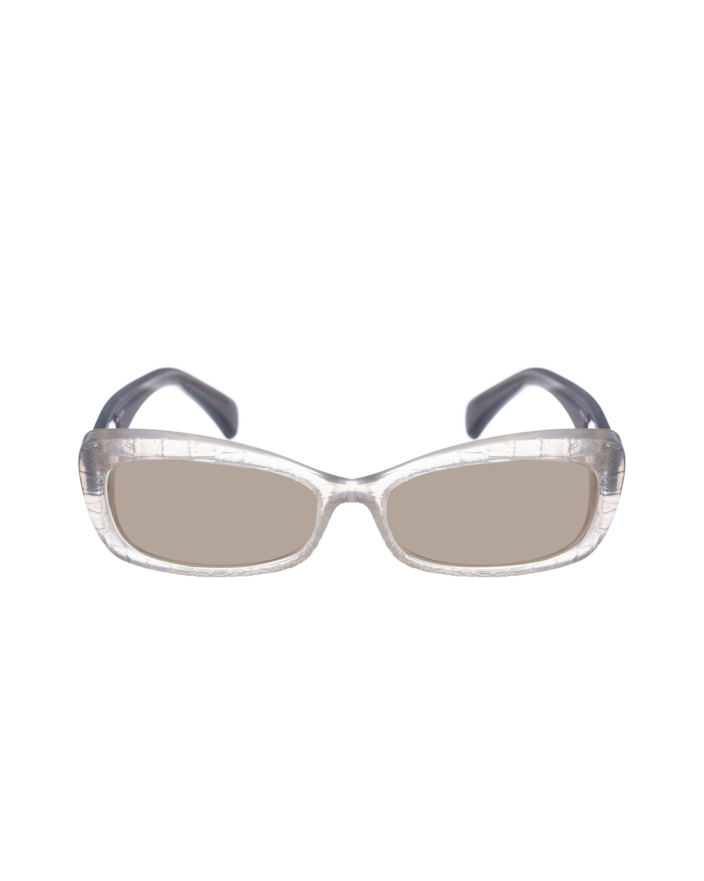 Alexander McQueen '90s Transparent Grey Cat Eye Sunglasses with Brown Lenses - Image 2