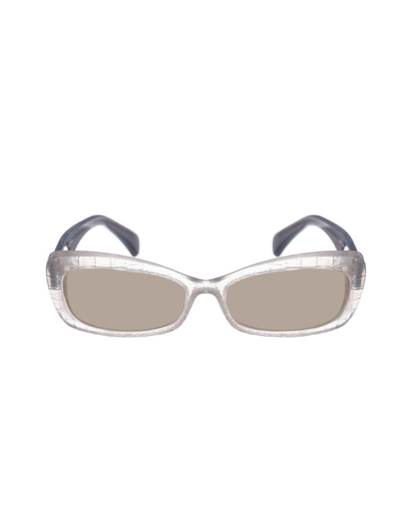 Alexander McQueen '90s Transparent Grey Cat Eye Sunglasses with Brown Lenses - Image 2
