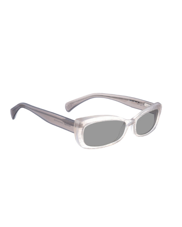 Alexander McQueen '90s Transparent Grey Cat Eye Sunglasses with Black Lenses