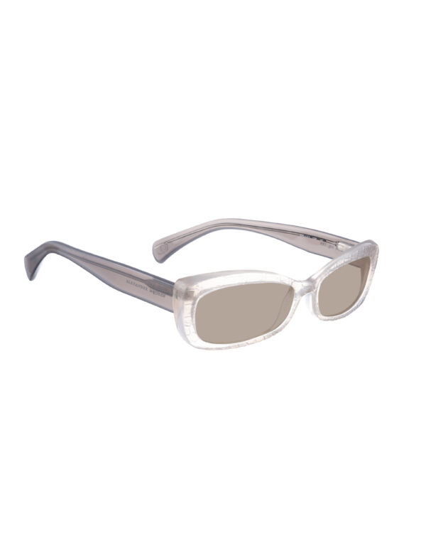 Alexander McQueen '90s Transparent Grey Cat Eye Sunglasses with Brown Lenses