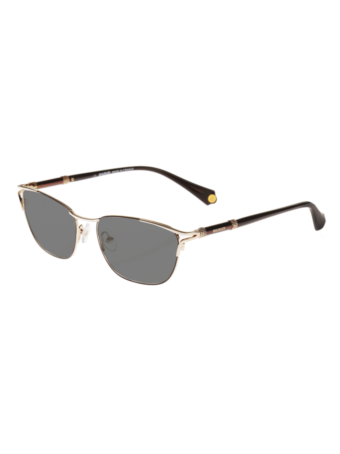 Balmain '00s Brown/Gold Oval Sunglasses with Black Lenses - Image 3