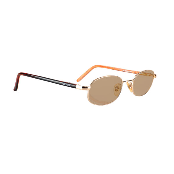 Burberry '90s Check Brown Gold Oval Frame Sunglasses with Brown Lenses