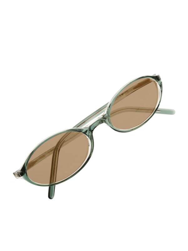 Burberry '90s Bottle Green Oval Sunglasses with Brown Lenses - Image 3