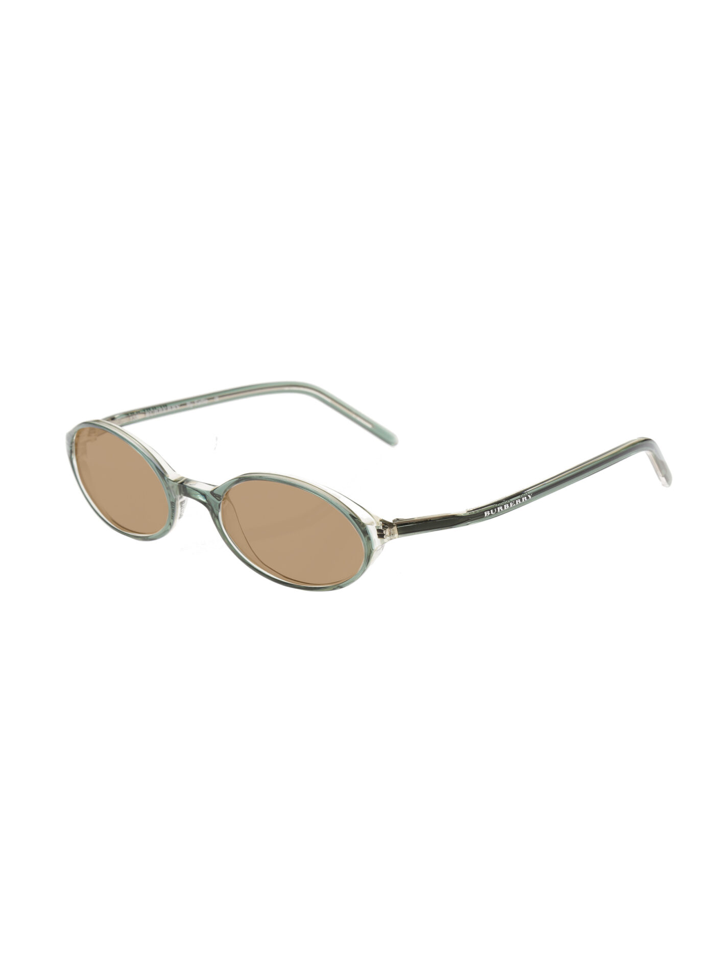 Burberry '90s Bottle Green Oval Sunglasses with Brown Lenses - Image 2