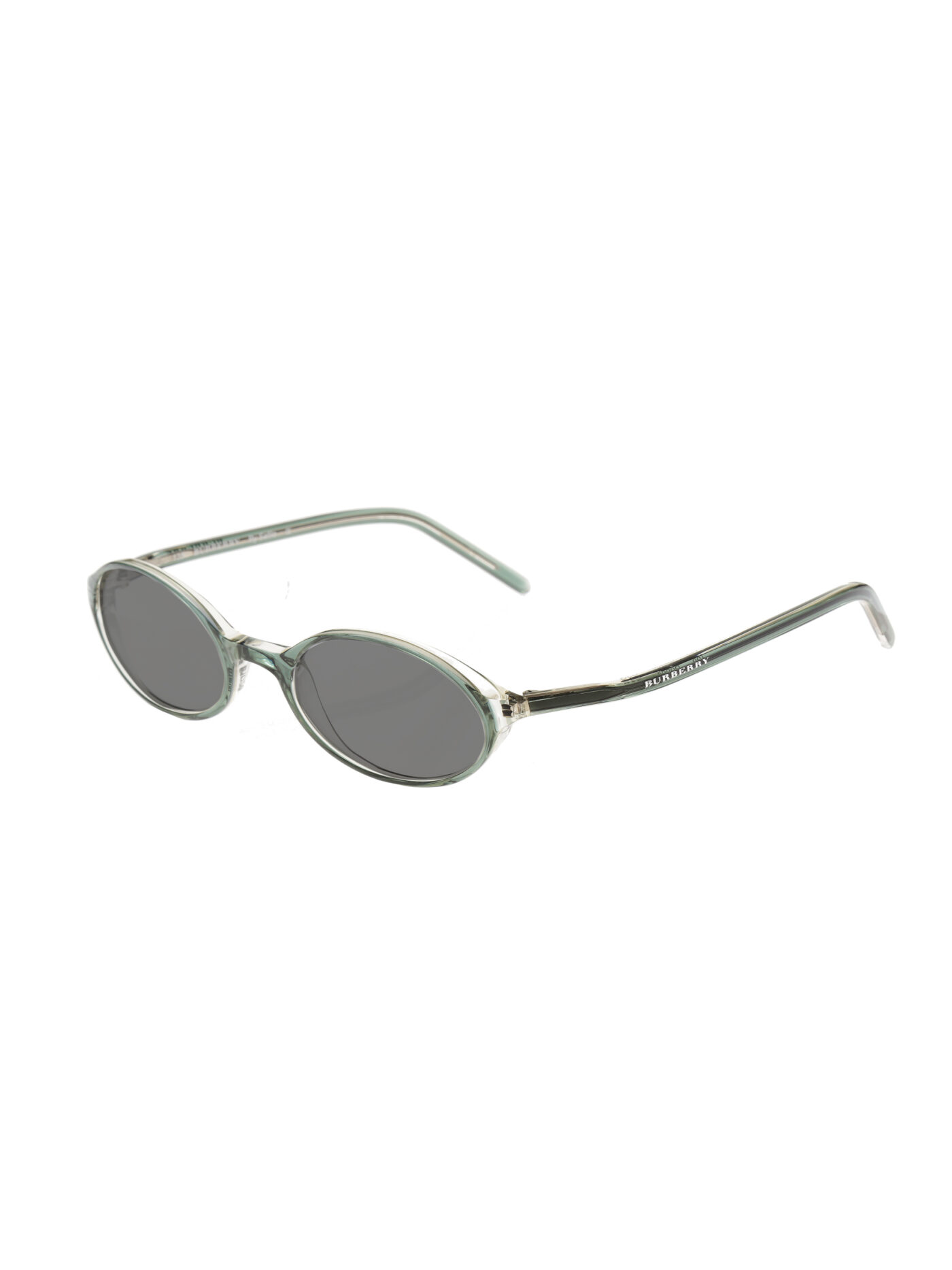 Burberry '90s Bottle Green Oval Sunglasses with Black Lenses - Image 3