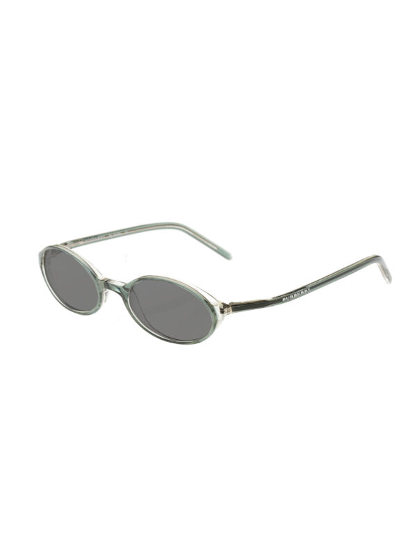 Burberry '90s Bottle Green Oval Sunglasses with Black Lenses - Image 3