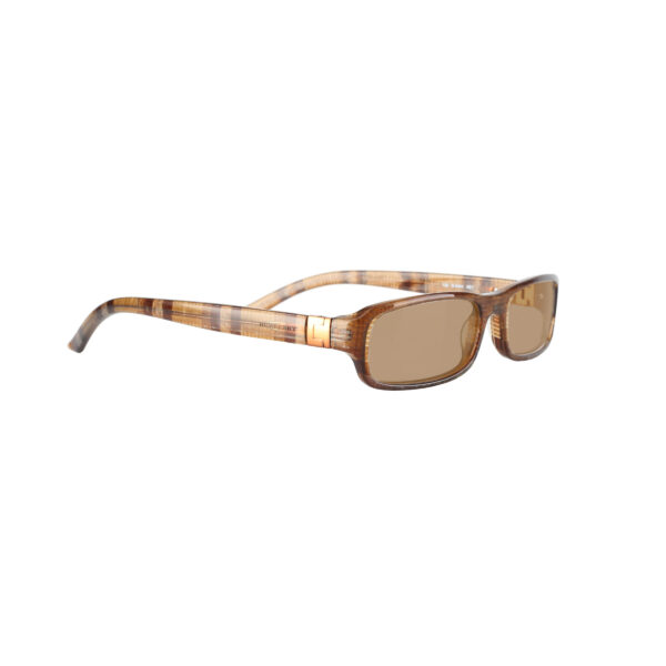Burberry '90s Brown Check Rectangular Sunglasses with Brown Lenses