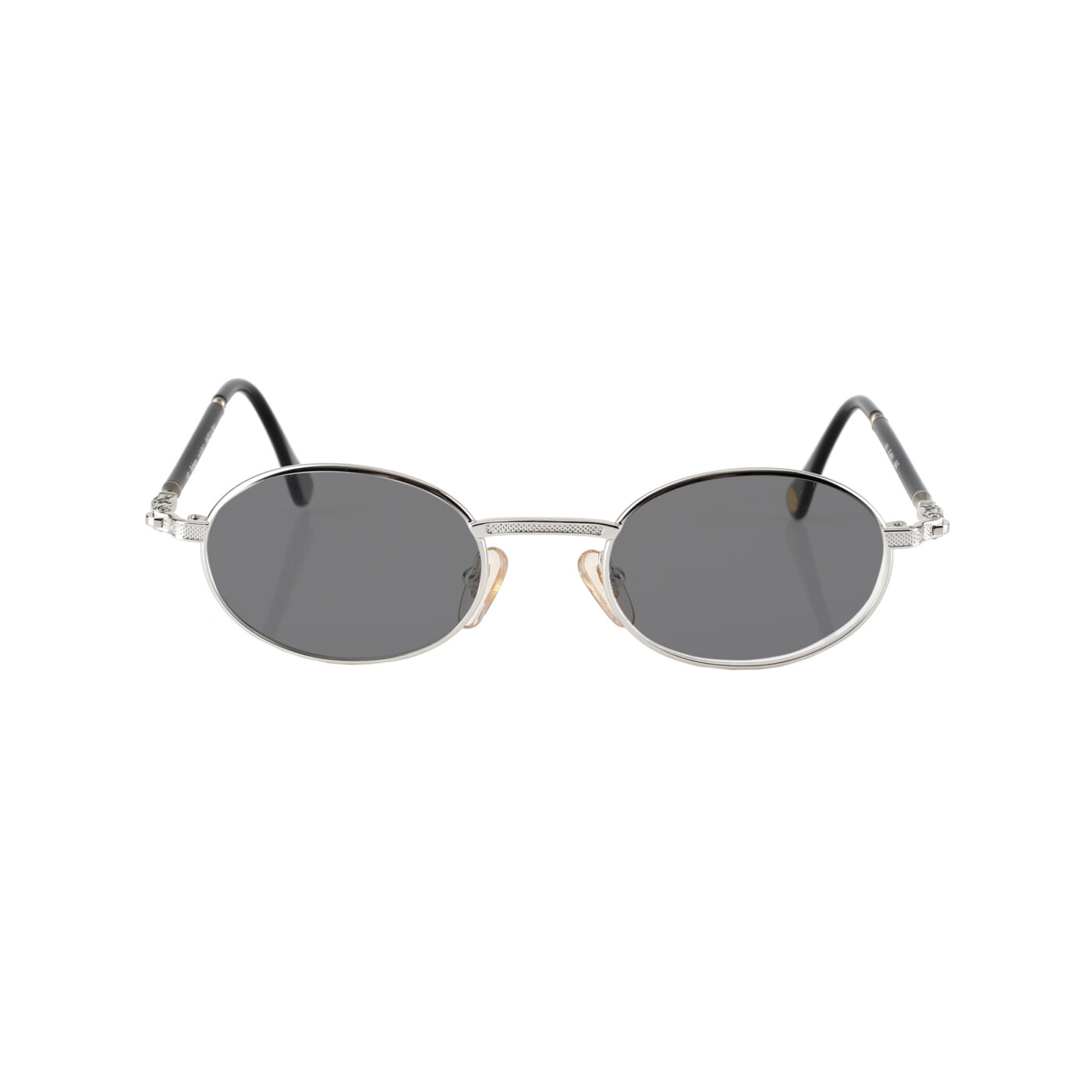 Burberry '90s Silver & Black Oval Frame Sunglasses with Black Lenses - Image 2