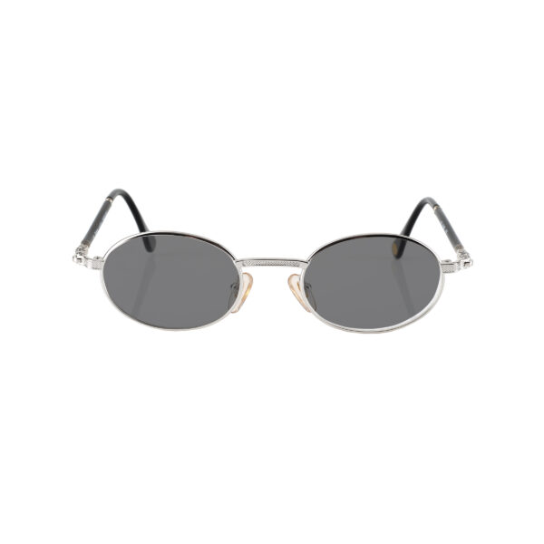 Burberry '90s Silver & Black Oval Frame Sunglasses with Black Lenses - Image 2