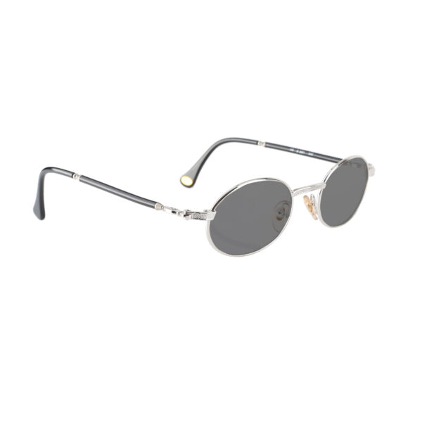 Burberry '90s Silver & Black Oval Frame Sunglasses with Black Lenses
