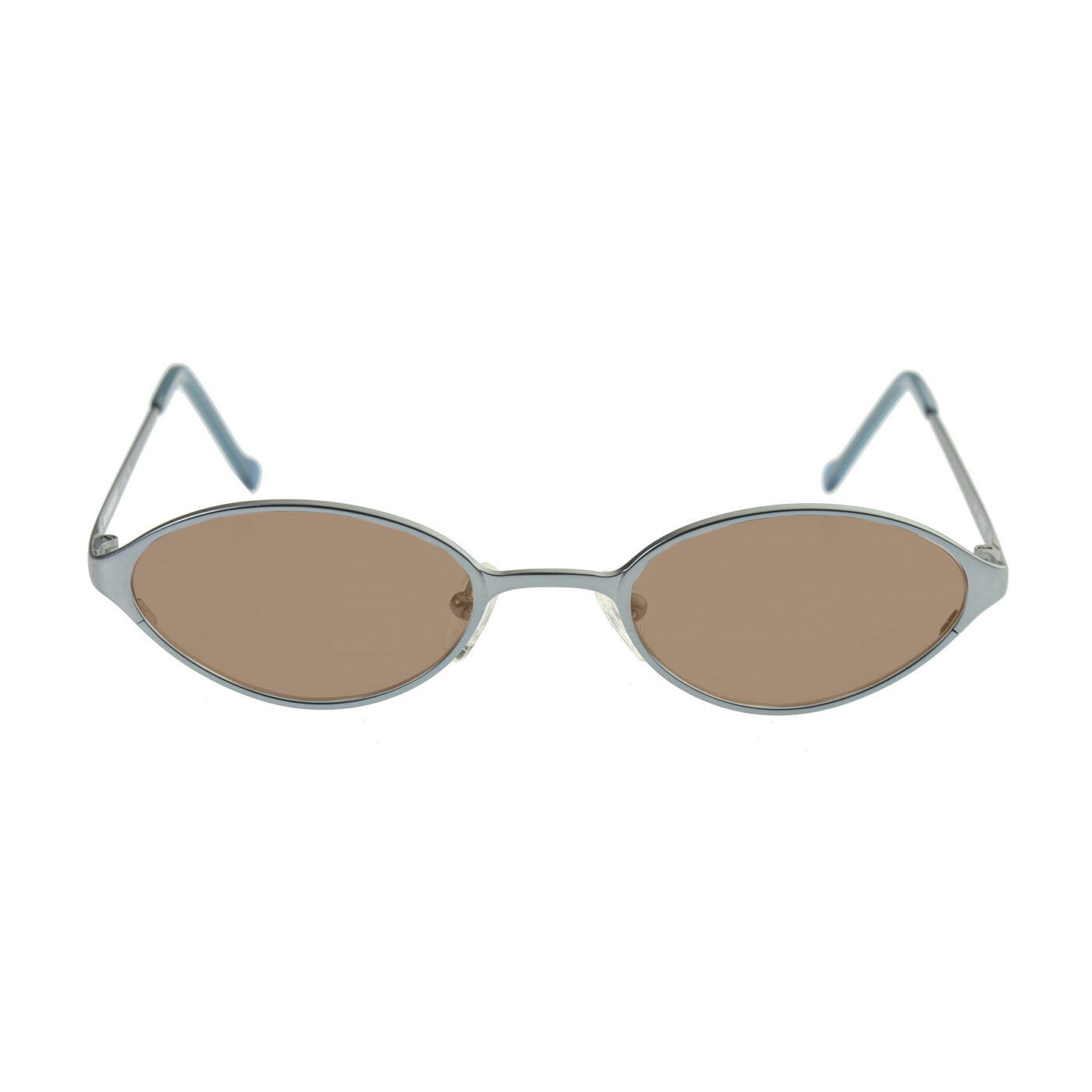 Burberry '90s Silver Metal Oval Frame Sunglasses with Brown Lenses - Image 2