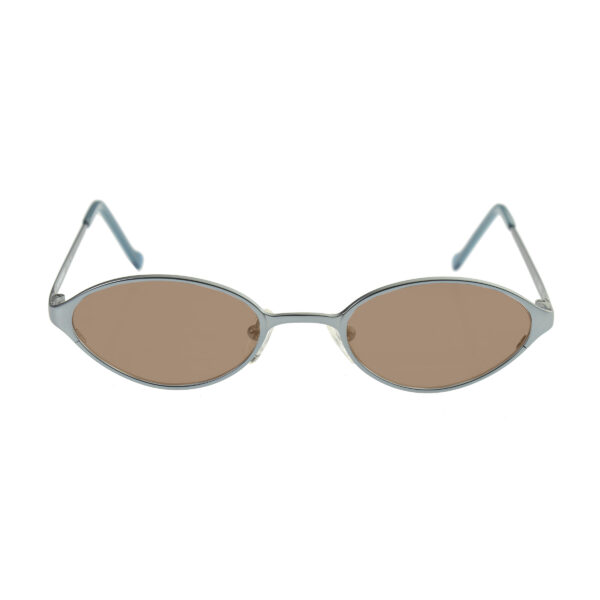 Burberry '90s Silver Metal Oval Frame Sunglasses with Brown Lenses - Image 2