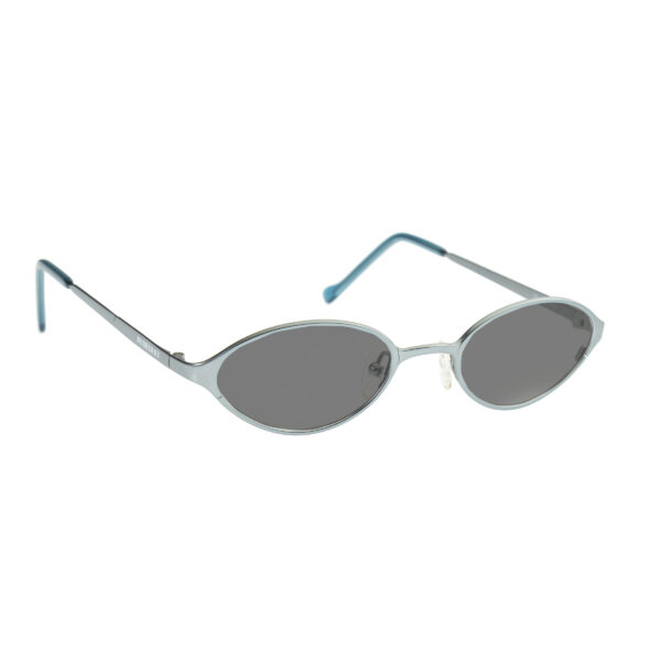 Burberry '90s Silver Metal Oval Frame Sunglasses with Black Lenses - Image 2